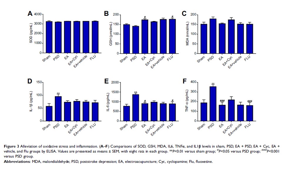 Figure 3 Alleviation of oxidative stress and inflammation. (A–F) Comparisons of...